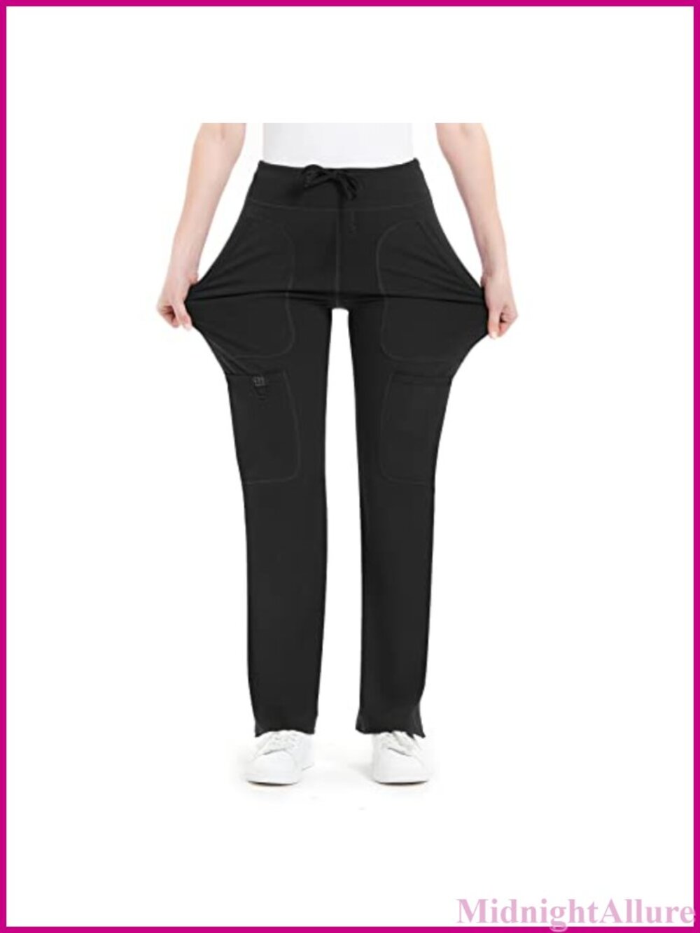 QBK Yoga Scrub Pants Mid Rise Flare Cargo Work Pants